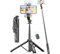 Aluminium Selfie Stick,130 cm,Smartphone Tripod with Removable Remote Control,Extendable Selfie Stick Tripod,Phone Holder for Video and Photo,Compatible with iPhone,Android and Gopro