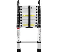 Aluminium Teleskopleiter Klappbar 4,4M Escabeau multifonctionnel avec crochet Échelle d'appui Échelle multi-usage Échelle extensible 15 marches Escabeau en aluminium de qualité supérieure Capacité de