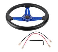 Aluminium Universel PU Cuir Racing Wheels Sport Drift Vdeau de Direction pour Voitures SUVS Bleu 350 mm 14 Pouces