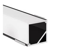 Alumino OPALE - Profilé aluminium LED 200 cm CORNER-90 en noir + cache blanc laiteux 200 cm pour bandes LED aluminium