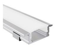 Alumino Profil d'aile encastré LED Alu Profile anodisé pour bandes LED 16 mm avec couvercle OPAL à encliqueter 200 cm - EMS