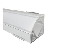 Alumino - Profilé d'angle LED en aluminium blanc - 200 cm - Avec accessoires et couvercle opale - Pour bandes LED de 12 mm - 2 m - Pour intérieur et extérieur - Mosel