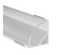 Alumino® Profilé d'angle rond en aluminium pour LED 50 cm Blanc + 50 cm Couvercle transparent pour bande LED Aluminium