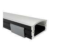Alumino | Profilé en aluminium pour LED noir | 100 cm | Profil en saillie | Couverture opale | pour bande LED de 12 mm | 1 m | Elbe