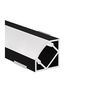 Alumino® Profilé LED en aluminium - Angle à 45 ° avec cache opale/semi-transparent/ blanc diffus - Longueur 200 /150/100/50 cm, Aluminium + couvercle (opale/laiteux) 0,5 m.