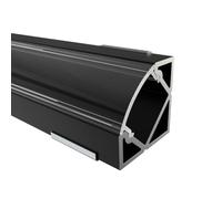 Alumino® Profilé LED en aluminium - Angle à 45 ° avec cache opale/semi-transparent/ blanc diffus - Longueur 200 /150/100/50 cm, Aluminium + couvercle (transparent) 1,0 m.