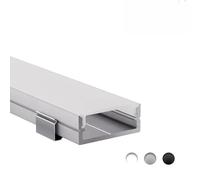 Alumino | Profilé LED en aluminium noir | 200 cm | Couvercle semi-transparent + accessoires | pour bandes LED jusqu'à 20 mm | Compatible avec Philips Hue | 2 m | Intérieur et extérieur | Bille