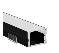 Alumino | Profilé LED en aluminium noir | 200 cm | Profil saillie | Cache opale | Pour bandes LED de 12 mm | 2 m | Danube