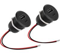 Aluminum 12vdc Caravan Usb C Charger Socket,24w Dual Quick Charge Qc 3.0 And Pd 3.0 Adapter For Camping Car,Trailer,Truck,Boat (2 Pieces)