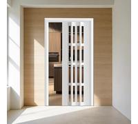 Aluminum Alloy Interior Folding Door, Accordion Style, White PVC Material, Includes Complete Set of Hardware Fittings, Suitable for Wardrobes and Bathroom Doors(White,53x80in(134.6x203.2cm))