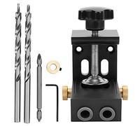 Aluminum Alloy Oblique Hole Locator | Precise Center Drilling for Woodworking | DIY Hole Positioner Tool Set with Step Drill Bits/Brass Ring/Hex Wrench