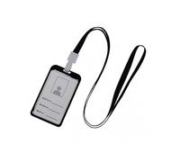 Aluminum Alloy Vertical ID Name Card Case Business Badge Holder with Durable Lanyard for Work Office Use