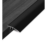 Aluminum Floor Divider Strip Thresholds Reducer,Self Adhesive Floor Transition Strip, Carpet Trim Bar for Front Door Doorways(Black,95cm/37.4in)