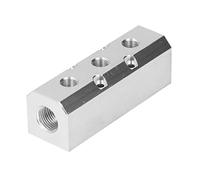 Aluminum Flow Manifold Block 40x40mm | G1 / 2 Inlet G1 / 4 Outlet for Pneumatic Systems | Large Flow Distribution Manifold for Factory Automation/Auto Repair/Electronics (SY40-02-3F)