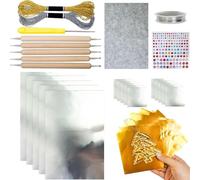 Aluminum Foil Craft, Foil Embossing Kit, Decorative Metal Sheet Embossing Tools, Shiny Gold Glitter Effect Craft Accessory for Art Projects and Adults (Silver)