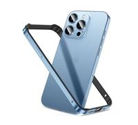 Aluminum Frame Metal Bumper Frame Phone Case for iPhone 12 13 14 15 Pro Max Plus,Slim Naked Feeling Heat Dissipation Hard Cover with Soft Inner Bumper,Raised Edge Protection (12 Pro Max, Light Blue)