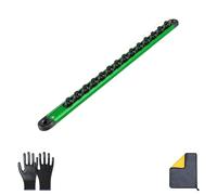 Aluminum Magnetic Hex Bit Organizer External Hexagon 1/4,3/8,1/2,40-Slot And Drill 40-Slot Drive Holder,Organizer Sliding Rail Heavy Duty Holder (Green, 1PCS1/4)