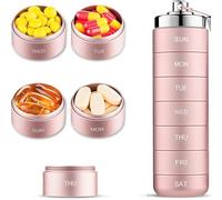 Aluminum Pill Container, Pocket Pill Case, Portable Box with Waterproof Seal, Medicine Holder with 7 Compartments, 15.5*3.8cm Travel Accessory, Camping Organizer for Daily Storage and Outdoor Utility