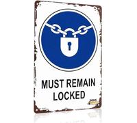 Aluminum Sign Must Remain Locked Funny for Toolbox Room Warehouse 8 X 12 in