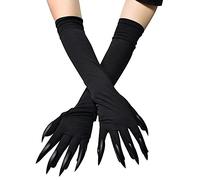 ALUNME Gants squelette pour Halloween, fête costumée, tête de mort, gothique, horreur, squelette, déguisement, jeu de rôle, diable, sorcière, doigt de loup, gant noir, taille unique