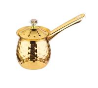 Alunsito Cafetière turque en acier inoxydable avec poignée et couvercle, doré, 400 ml