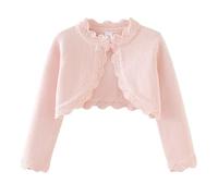 Alunsito Enfant en bas âge enfants petites filles tricot pull à manches longues couleur unie veste haut ouvert devant boléro haussement d'épaules cardigan manteau printemps 110 rose1 3-4 ans