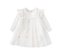 Alunsito Enfant en bas âge petit bébé fille robe ensembles à volants à manches longues tricoté barboteuse jupe en tulle automne hiver tenues 66 6-9 mois blanc