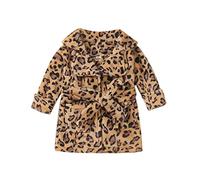 Alunsito Enfants Robe Polaire Sommeil Robe Tout-petit Serviette Pyjamas Enfant Bébé Solide Peignoir Coton En Peluche Peignoir 90 Léopard 2-3 Ans