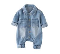Alunsito Infantile bébé garçons filles barboteuse tenue Denim combinaison à manches longues body imprimé une pièce combishort girafe 90 12-18 mois