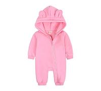 Alunsito Nouveau-né bébé barboteuse pour garçons filles ours oreille une pièce manches longues à capuche combinaison infantile automne body rose 66 3-6 mois
