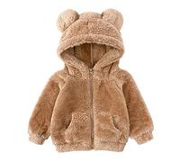 Alunsito Tout-petit Bébés Filles Garçons Ours Oreille À Capuche Manteau Laine Polaire Vestes Zipper Automne Hiver À Manches Longues Épais Chaud Survêtement 90 Marron 1-2 Ans