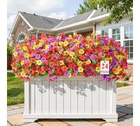 Alupssuc 24 Bouquet de Fleurs Artificielles en Plein Air Décoration, Mélangé 4 Couleurs Violet Plastique Fausses Fleurs Plantes, Adaptées pour Intérieur Extérieur Paniers Suspendus Jardin Mariage