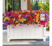 Alupssuc 24 Bouquet de Fleurs Artificielles en Plein Air Décoration, Mélangé 4 Couleurs Violet Plastique Fausses Fleurs Plantes, Adaptées pour Intérieur Extérieur Paniers Suspendus Jardin Mariage