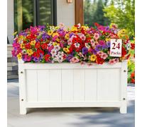 Alupssuc 24 Bouquet de Fleurs Artificielles en Plein Air Décoration, Mélangé 6 Couleurs Violet Plastique Fausses Fleurs Plantes, Adaptées pour Intérieur Extérieur Paniers Suspendus Jardin Mariage