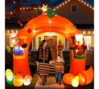Alupssuc Arche de dinde gonflable de 3,4 m avec lumières LED intégrées, dinde gonflable, écureuil et récolte des fruits pour intérieur/extérieur, cour, jardin, fête, décoration de vacances