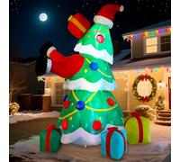 Alupssuc Décorations de sapin de Noël gonflables d'extérieur avec lumières LED intégrées, Père Noël gonflable avec 4 boîtes cadeaux pour intérieur/extérieur, cour, jardin, pelouse, fête, décoration de