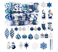 Alupssuc Lot de 112 boules de Noël incassables en plastique Motif pingouin et ours polaire pour sapin de Noël, décorations de fête de mariage ave