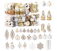 Alupssuc Lot de 112 boules de Noël incassables en plastique Motif pingouin Ours polaire pour sapin de Noël Décorations de fête de mariage avec fi