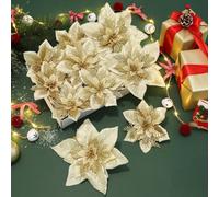 Alupssuc Lot de 24 poinsettias artificiels de grande taille de 15,2 cm et 22,9 cm