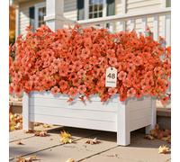 Alupssuc Lot de 48 fleurs artificielles d'automne pour décoration extérieure, violette en soie résistante aux UV et eucalyptus artificiels pour extérieur, intérieur, cour, maison, patio, porche