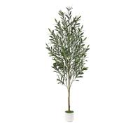 Alupssuc Olivier Artificiel 150cm en Pot Blanc, Arbre Artificielle Interieur Exterieur, Plantes Artificielles Interieur Fausse Plante Verte Décoration pour Maison Chambre Salon Balcon Cour Jardin