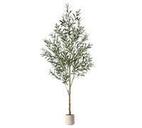 Alupssuc Olivier Artificiel 180cm en Pot Blanc, Arbre Artificielle Interieur Exterieur, Plantes Artificielles Interieur Fausse Plante Verte Décoration pour Maison Chambre Salon Balcon Cour Jardin