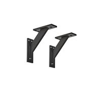 ALUSFERA Equerre Etagere Murale - Lot de 2 Support Etagere Murale 120 mm - Robust Équerre Étagère en Aluminium - Equerre Etagere Murale pour Charges Lourdes - Equerres pour Etagères Murales - Noir