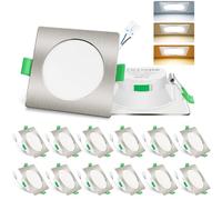 ALUSSO 3CCT Spot LED Encastrable, 7W Dimmable 68mm, Lot de 12 Nickel Carré