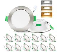 ALUSSO 3CCT Spot LED Encastrable, 7W Dimmable 68mm, Lot de 12 Nickel Rond