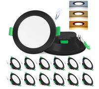 ALUSSO 3CCT Spot LED Encastrable, 7W Dimmable 68mm, Lot de 12 Rond Noir