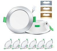 ALUSSO 3CCT Spot LED Encastrable, 7W Dimmable 68mm, Lot de 6 Rond Chromé
