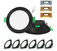 ALUSSO 3CCT Spot LED Encastrable, 7W Dimmable 68mm, Lot de 6 Rond Noir