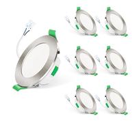 ALUSSO 3CCT Spot LED Encastrable, 7W Dimmable IP65, Lot de 6 Nickel Rond