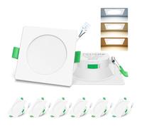 ALUSSO 7W Spot LED Encastrable Dimmable 230V, Spot Led Extra Plat 29mm, Blanc Chaud 3000K Blanc Neutre 4000K Blanc Froid 6500K Réglable, Spot Salle de Bain IP44, Lot de 6 Carré Blanc